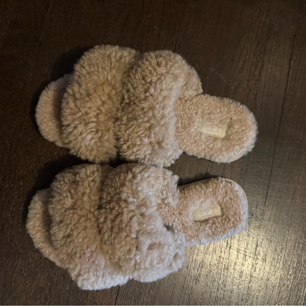 UGG Fluffy Tan Slippers